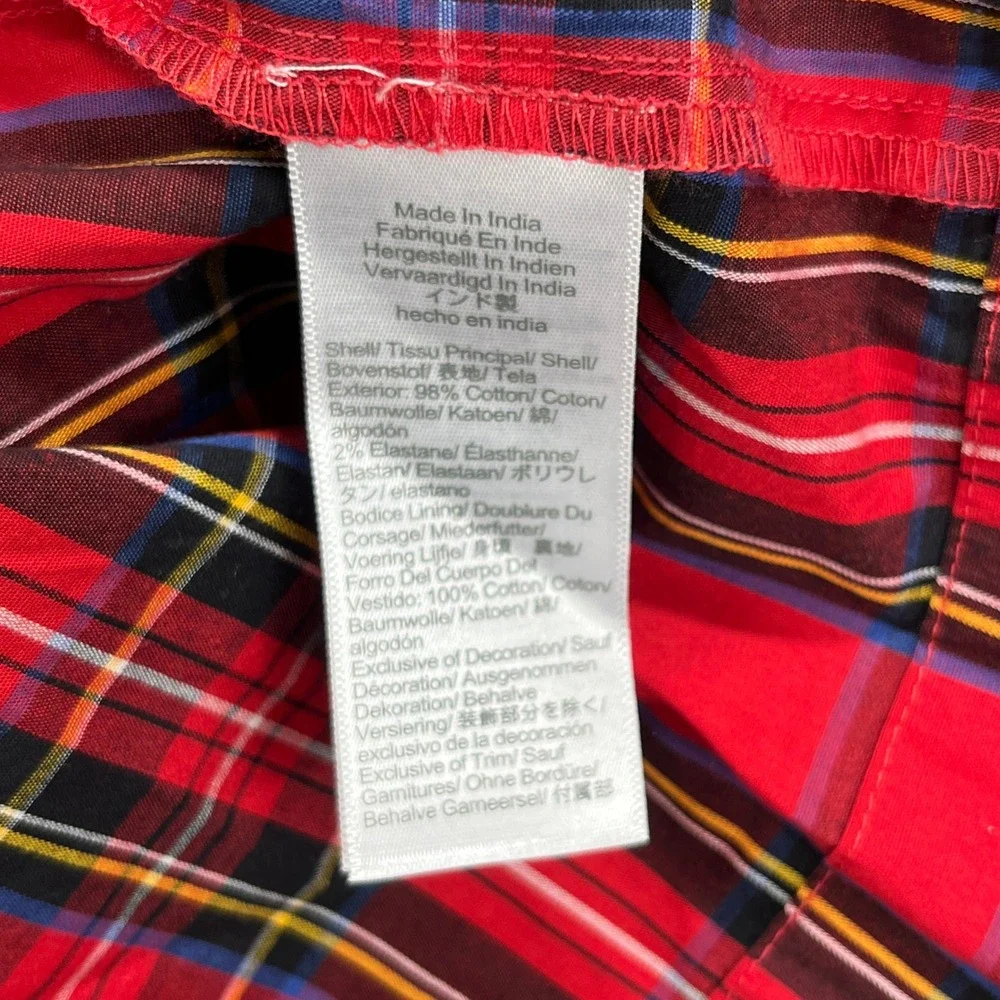 Crewcuts Plaid Dress Girl 12 Red Tartan Ruched Velvet Bow Holiday Festive Preppy